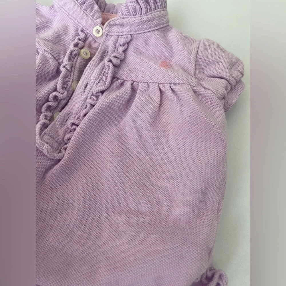 Ralph Lauren Purple Bubble Onesie with Ruffle Details 6M